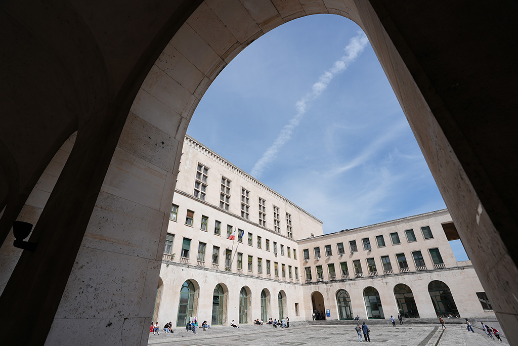 view of the Minerva statue, UniTS main building